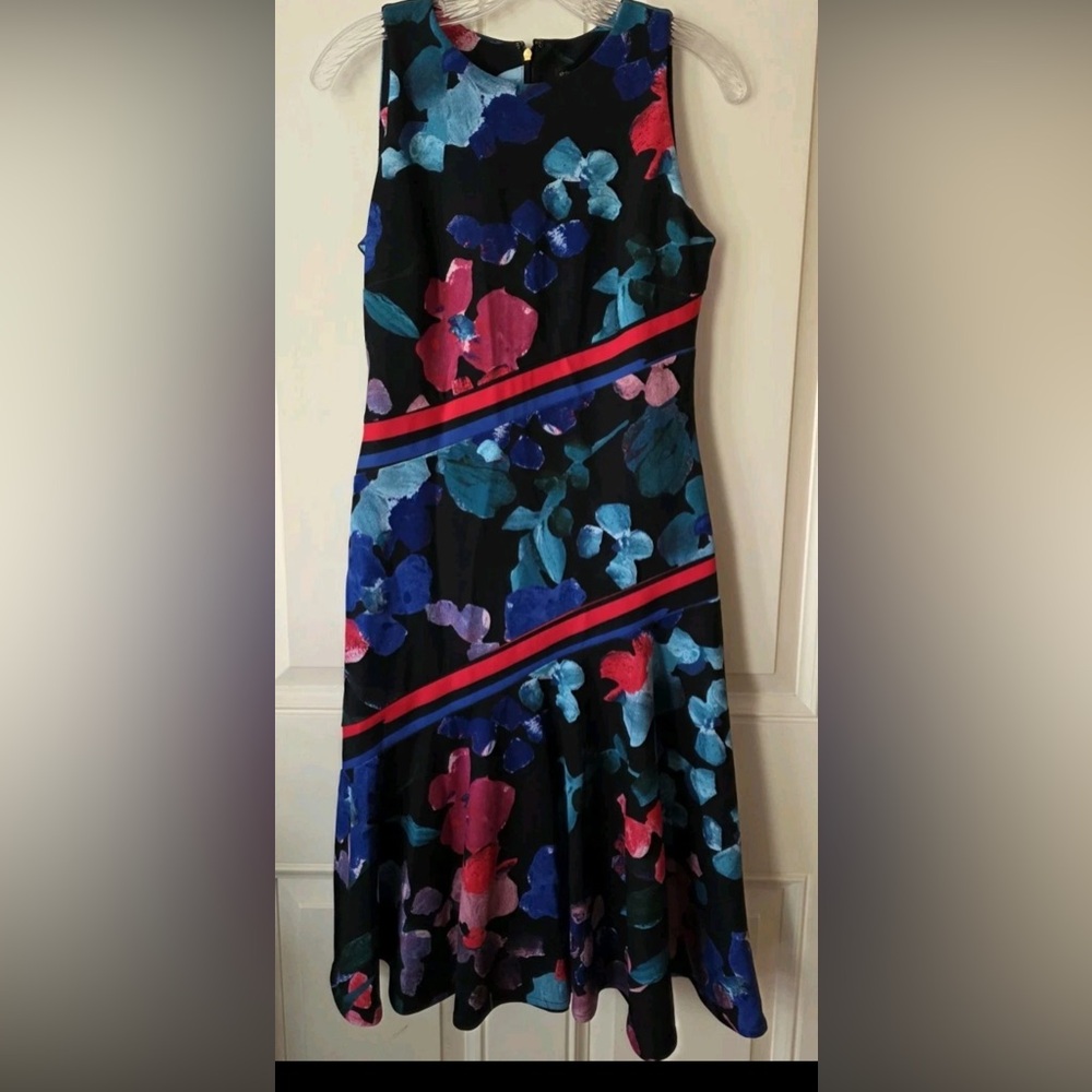 Donna Karan Floral Dress - Black, Blue, Pink